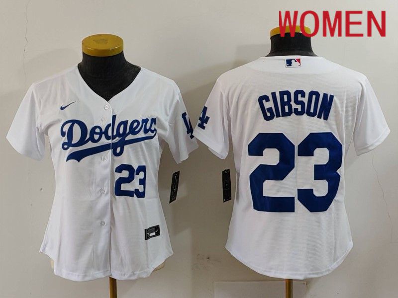 Women Los Angeles Dodgers #23 Gibson White Nike Game 2024 MLB Jersey style 4->women mlb jersey->Women Jersey